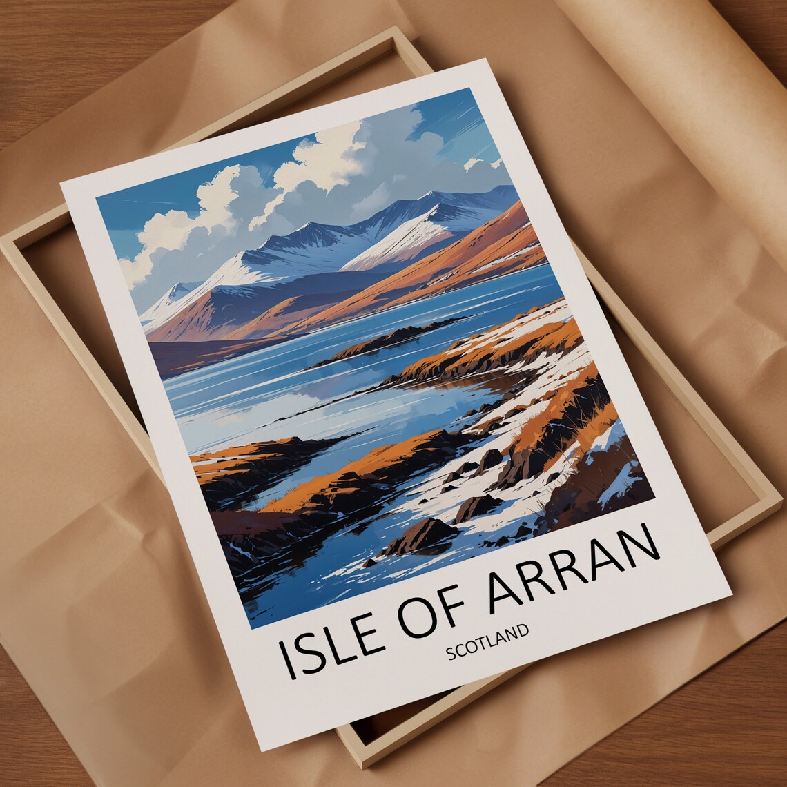 Isle Of Arran Scotland Snow Capped Peaks Above Rocky Shore Poster - Image 4