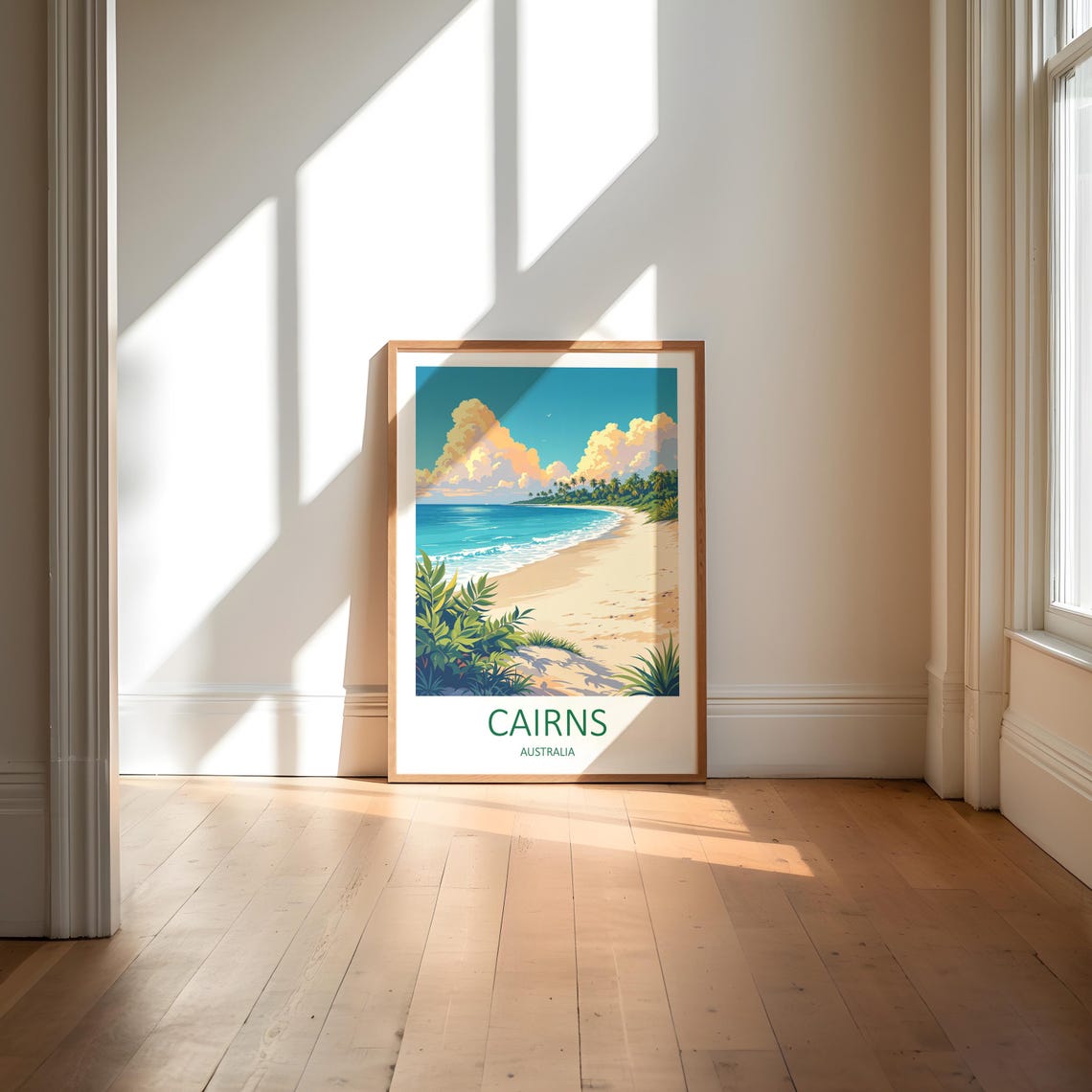 Cairns Australia Tropical Beach Palm Fringed Shore And Clouds Poster - Image 6
