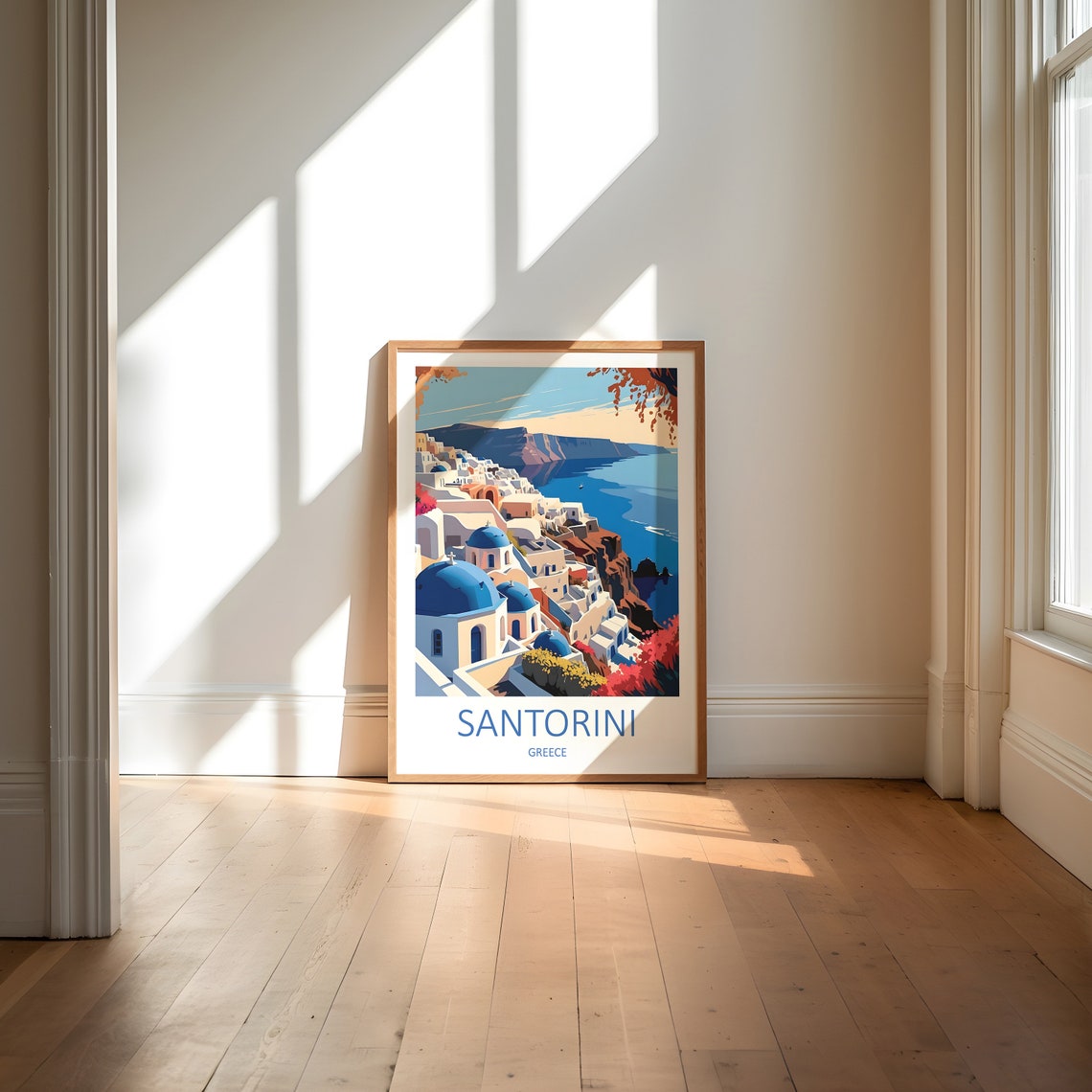 Santorini Greece Blue Domed Churches Over Caldera And Sea View Poster - Image 6