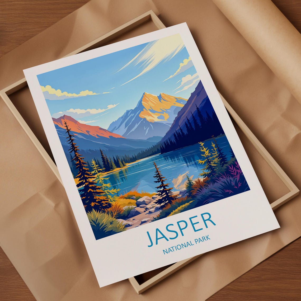 Jasper National Park Canada Alpine Lake Pines And Golden Peaks Poster - Image 4