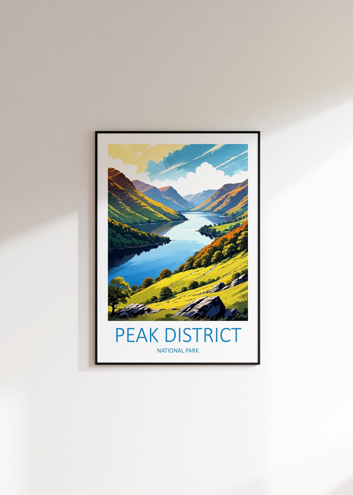 Peak District National Park Valley Lake Golden View Travel Poster - Image 3