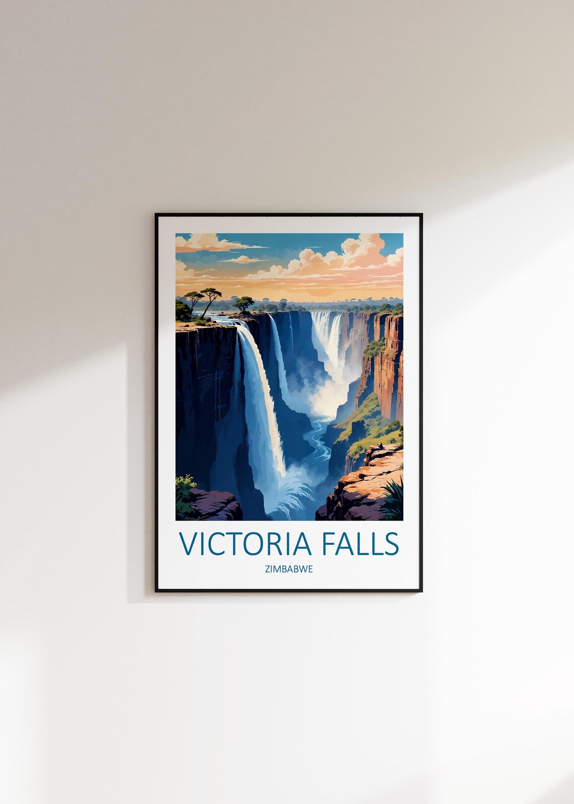 Victoria Falls Travel Print Zimbabwe Poster Africa Wall Art African Art Travel Memories Gift Zimbabwe Wall Print Waterfall Print - Image 3
