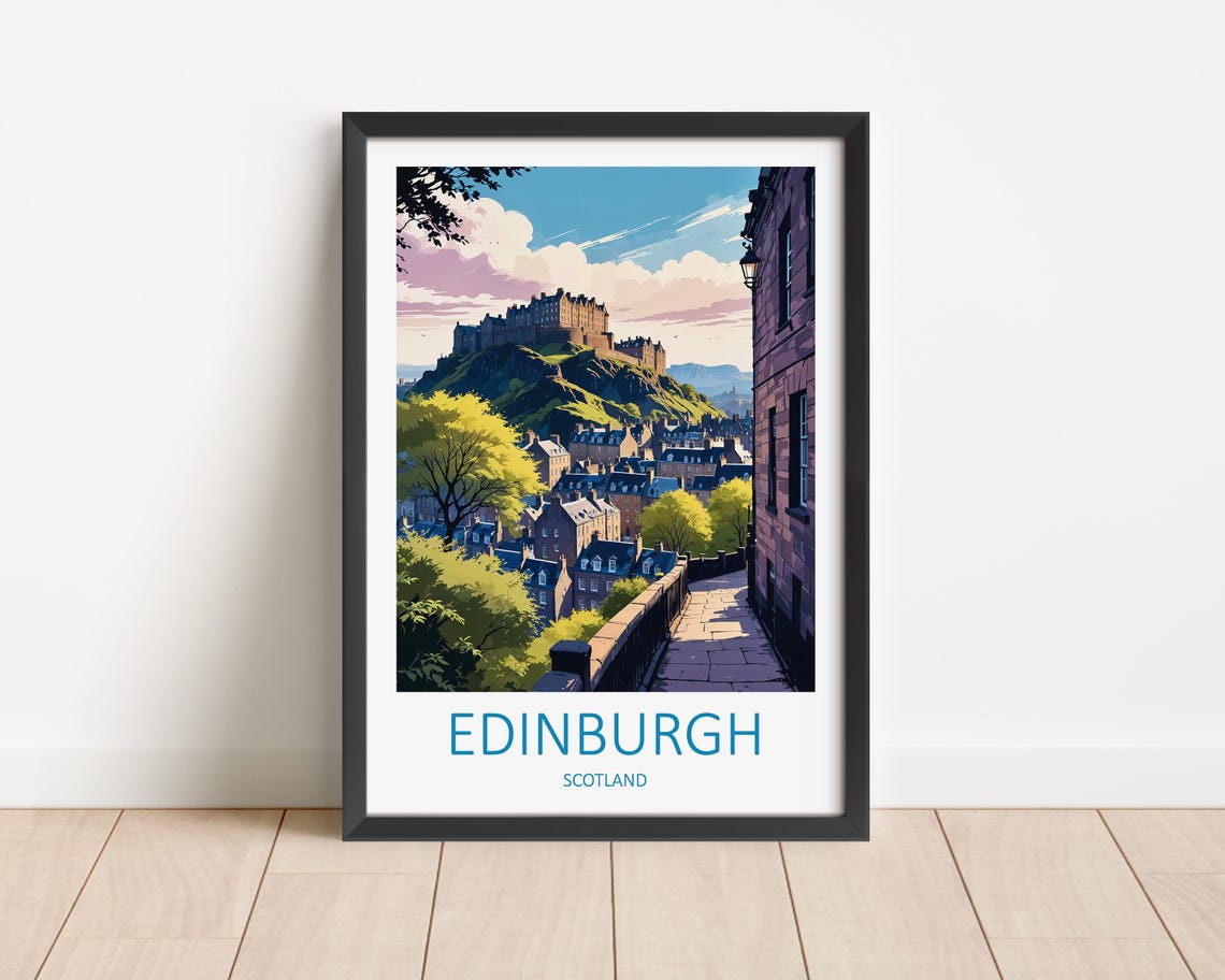 Edinburgh Scotland Castle Royal Mile Historic Street View Poster