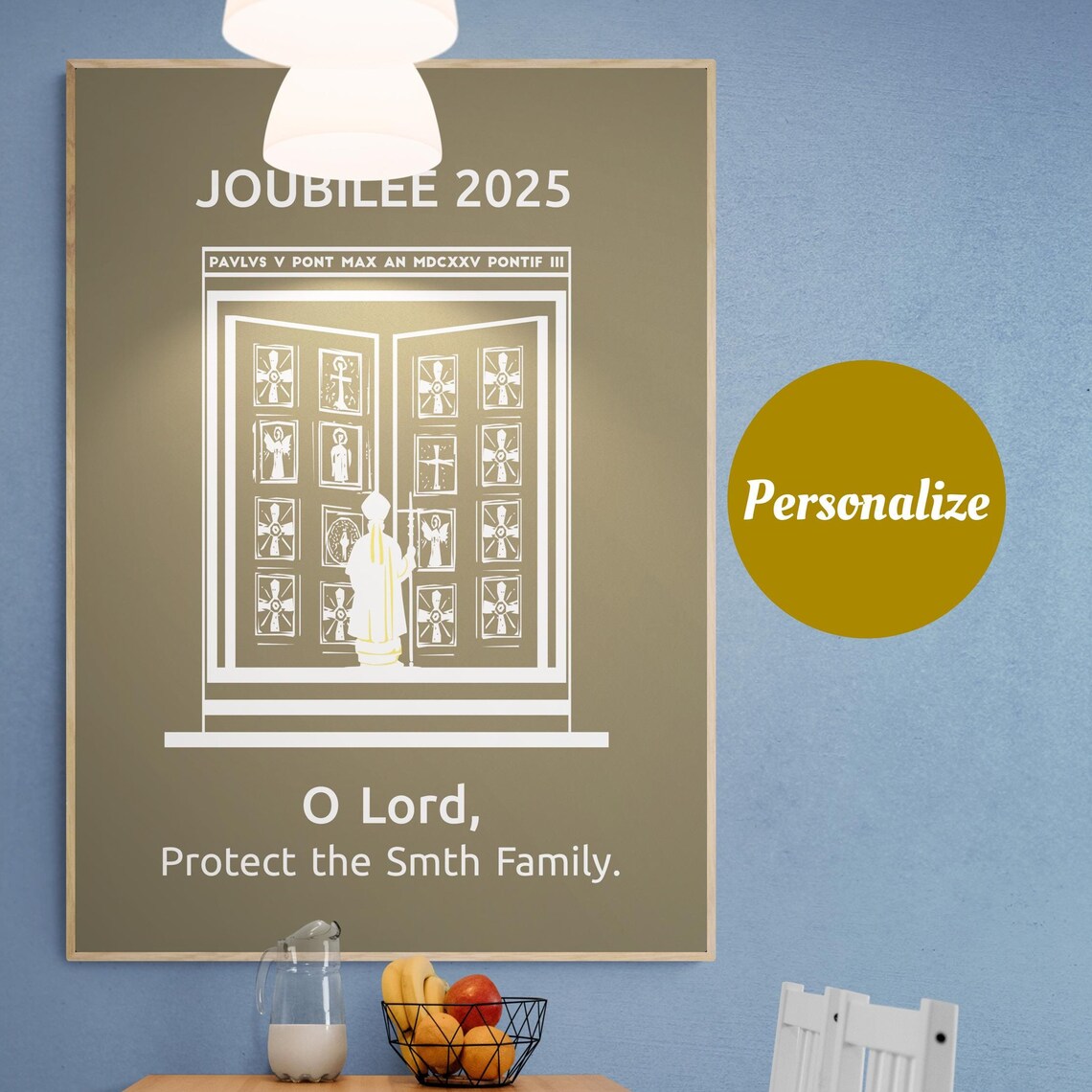 Personalized Jubilee 2025 Holy Door Prayer Family Blessing Poster