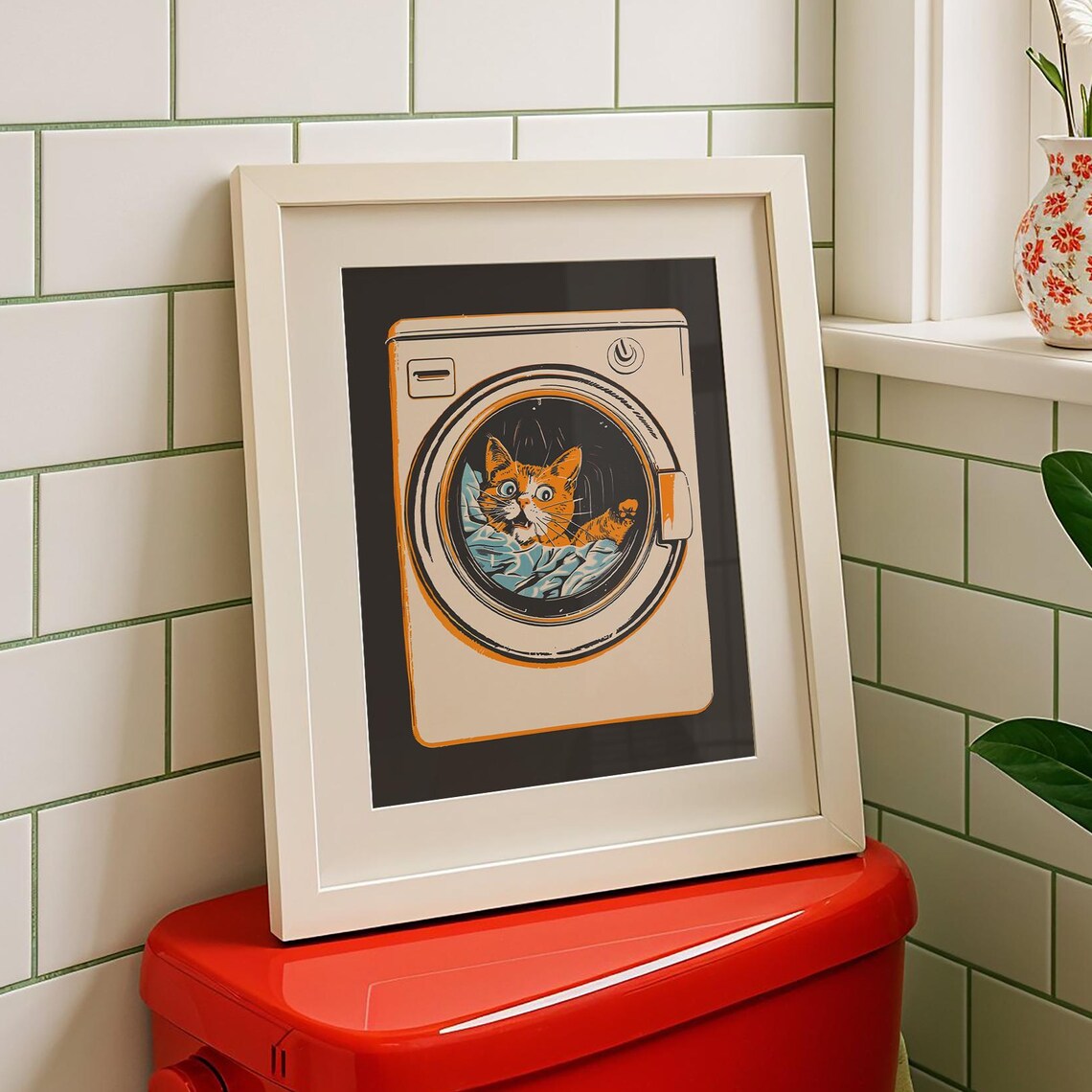 Funny Cat Mid-Century Modern Art Print