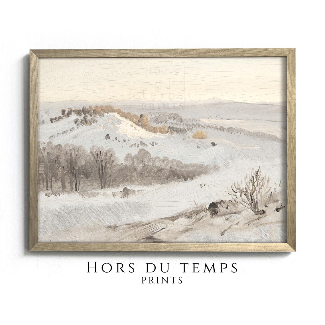 Neutral Beige Winter Hills Minimalist Muted Landscape Poster