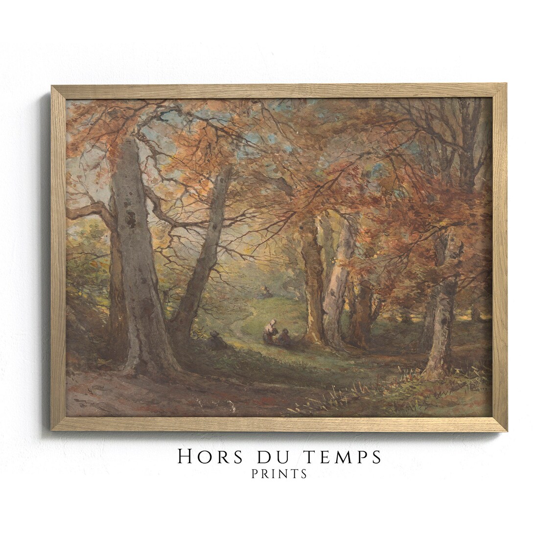 Autumn Forest Interior with Golden Foliage Vintage Painting Poster