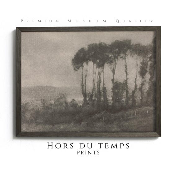 Moody Dark Forest Painting Muted Neutral Tones Landscape Cottagecore Village Farmhouse Vintage Art Hors Du Temps Prints