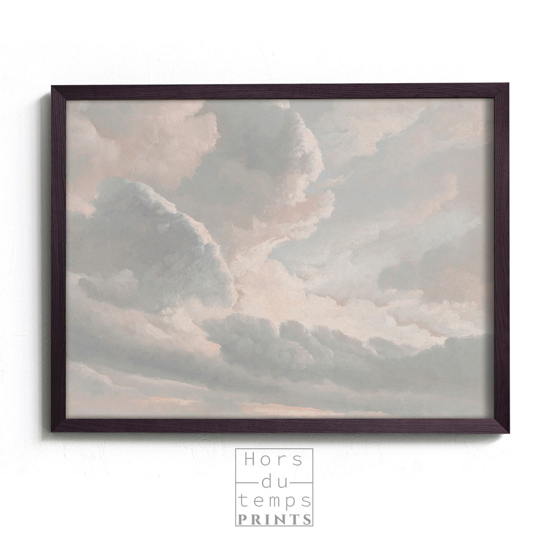 Billowing Clouds Sky Study Soft Gray Vintage Landscape Poster - Image 2