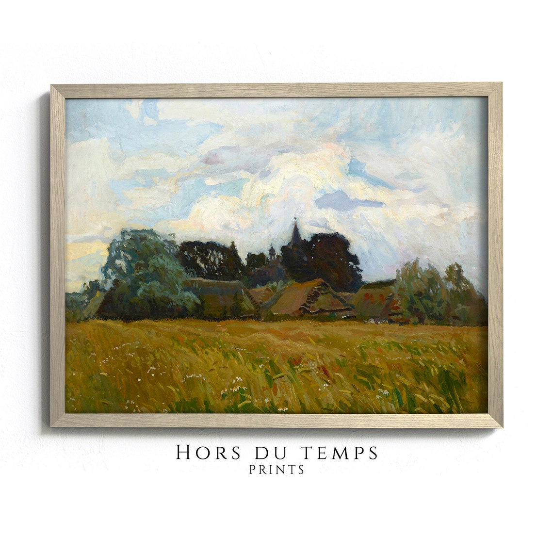 Golden Wheat Field Farmhouse Trees Big Sky Vintage Countryside Poster