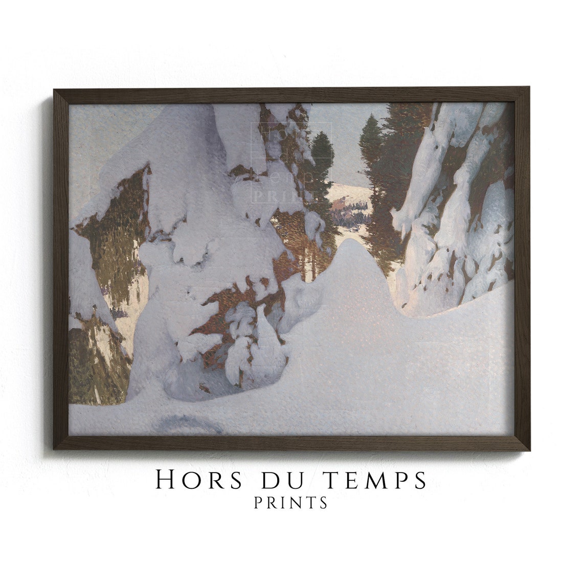 Snow Laden Pines Winter Forest Path Vintage Landscape Art Poster
