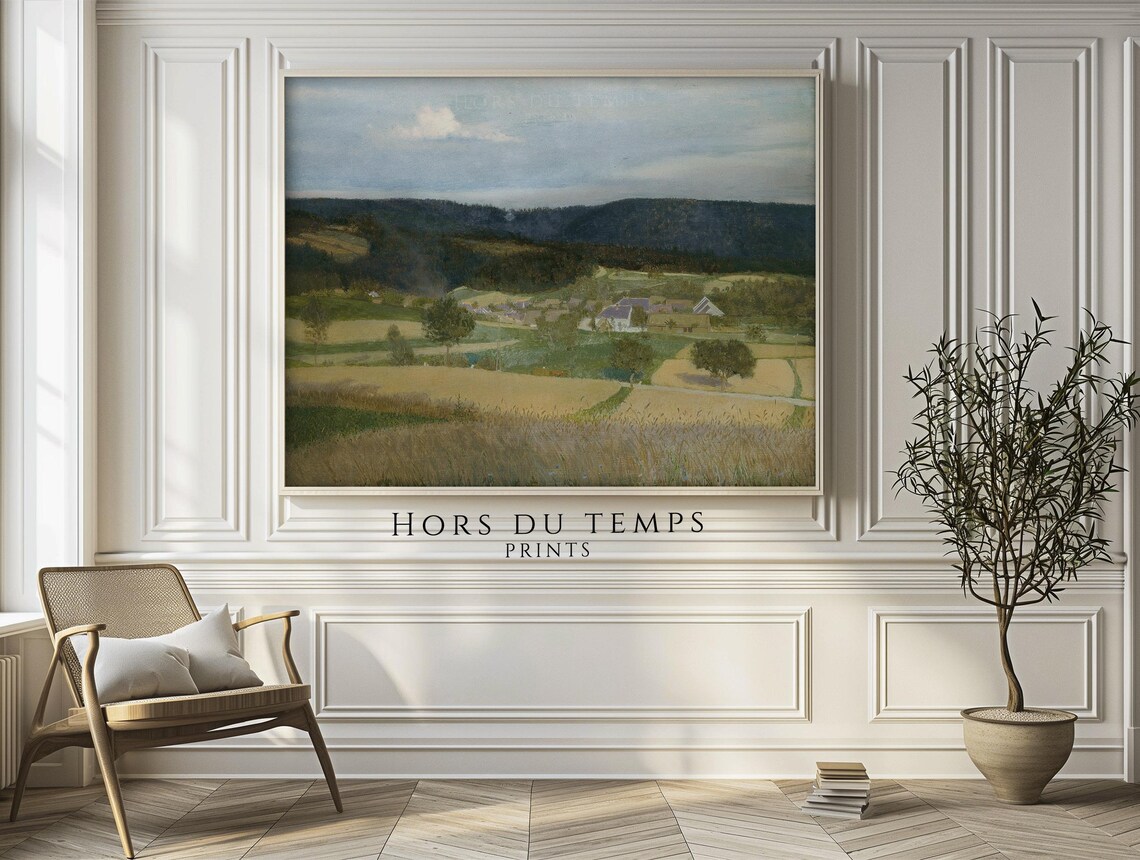 Harvest Valley Farm Village Golden Fields Rolling Hills Art Poster - Image 2
