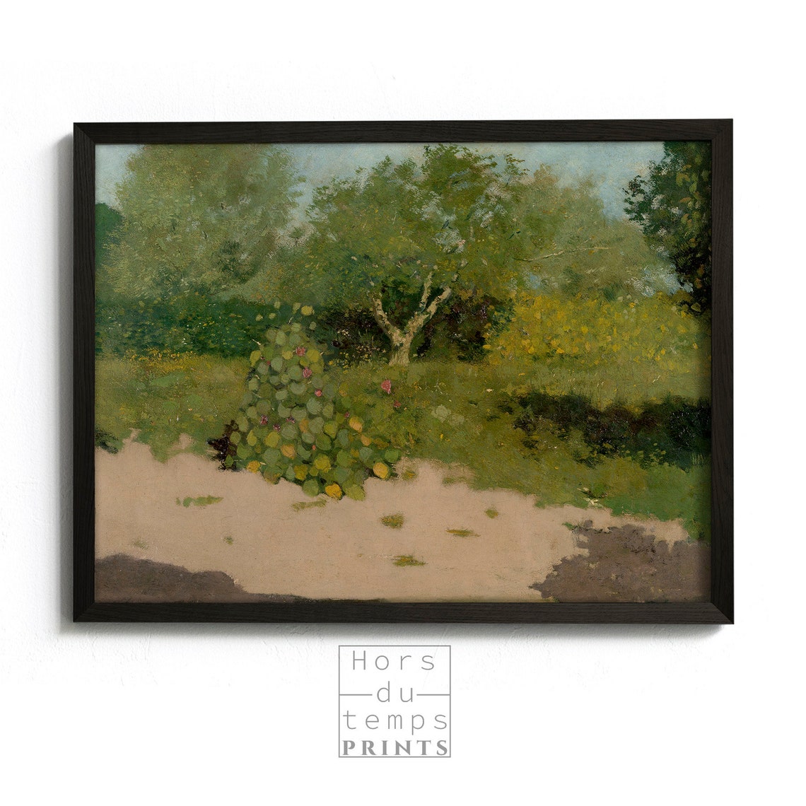 Garden Corner Cactus Blossoms Sandy Path Warm Courtyard Art Poster - Image 2