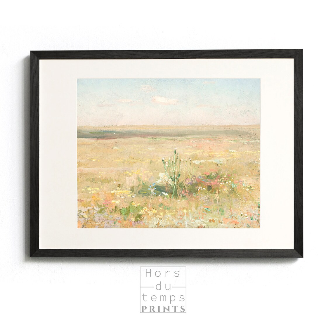 Golden Prairie Meadow Wildflowers Pastel Sky Vintage Field Art Poster - Image 2