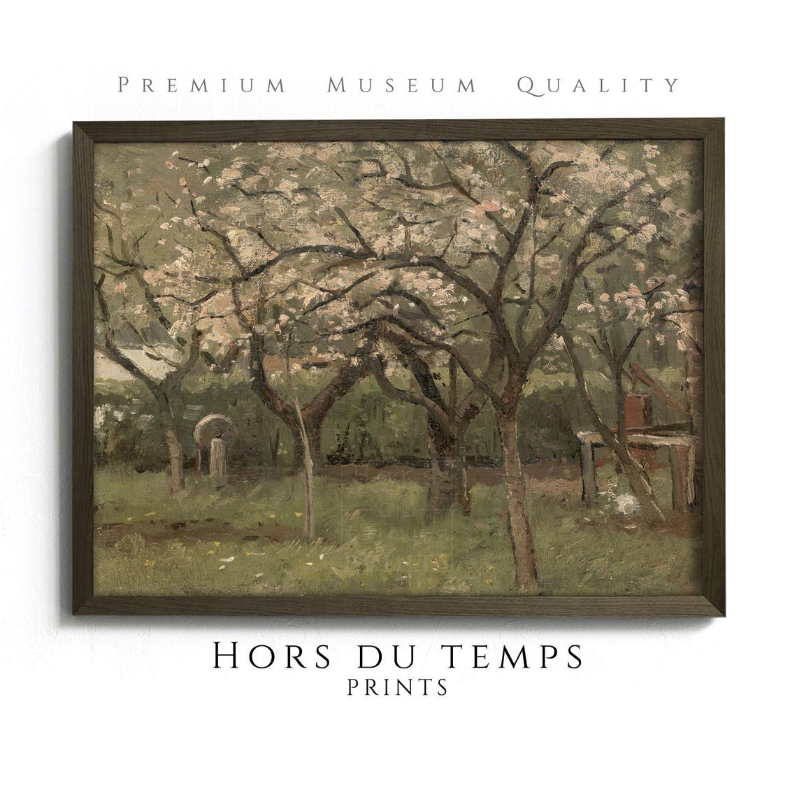 Blossoming Orchard Moody Vintage Spring Garden Landscape Poster