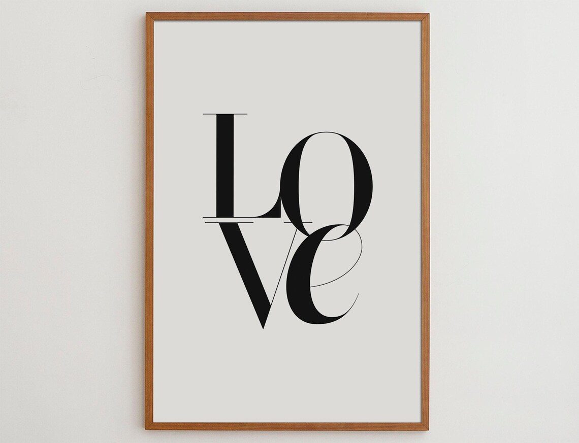 Love Sign Minimalist Typography Poster, Black and White