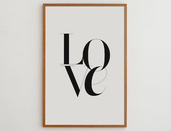 Love Sign Minimalist Typography Poster, Black and White