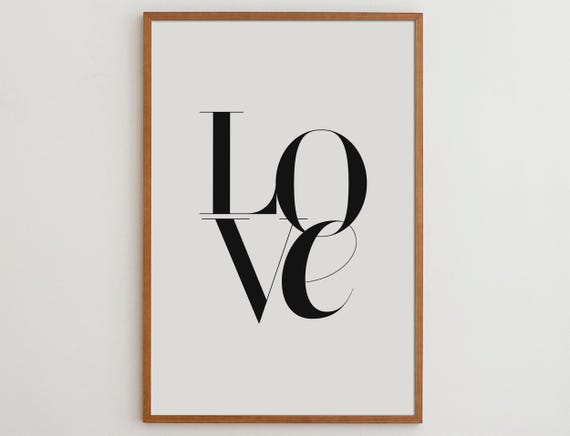 Love Sign Minimalist Typography Poster, Black and White