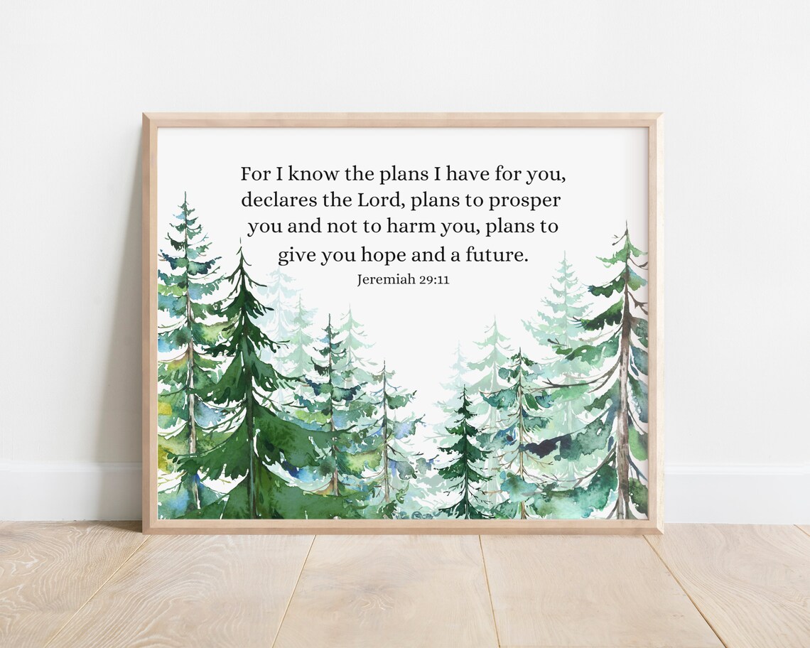Jeremiah 29:11 Plans To Prosper You Hope Future Scripture Forest Poster