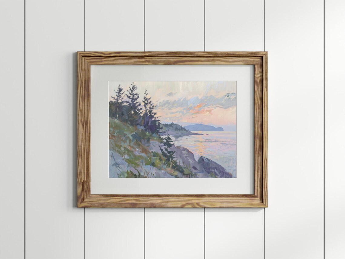 Lake Horizon Calming Landscape Oil Painting Sunset - Image 4