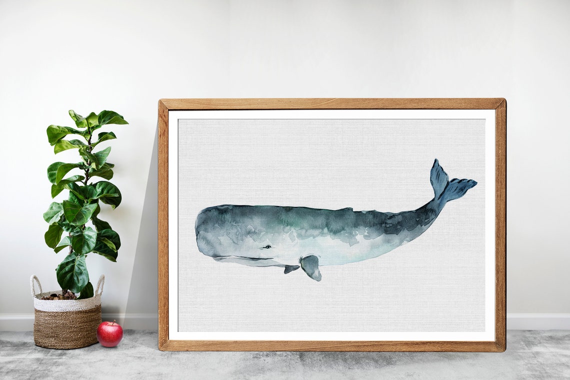 Watercolor Sperm Whale Art Print, Nursery Decor - Image 3