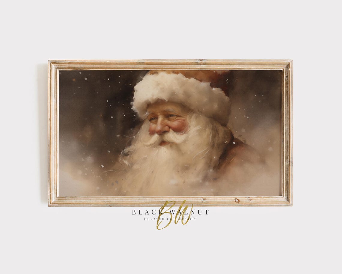 Old World Santa Claus Portrait Vintage Snowy Beard Holiday Poster