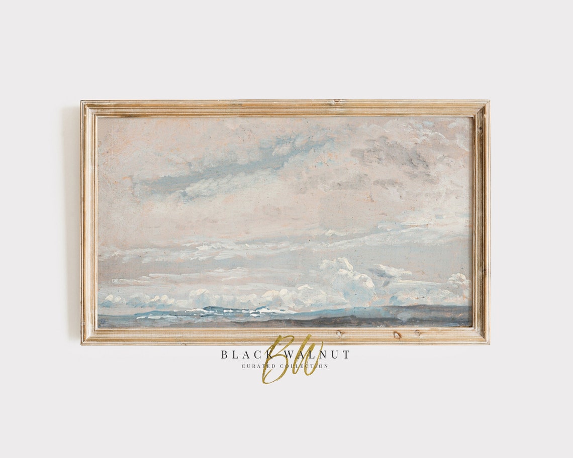 Vintage Cloudy Sky Abstract Painting Muted Neutral Tones Art Print