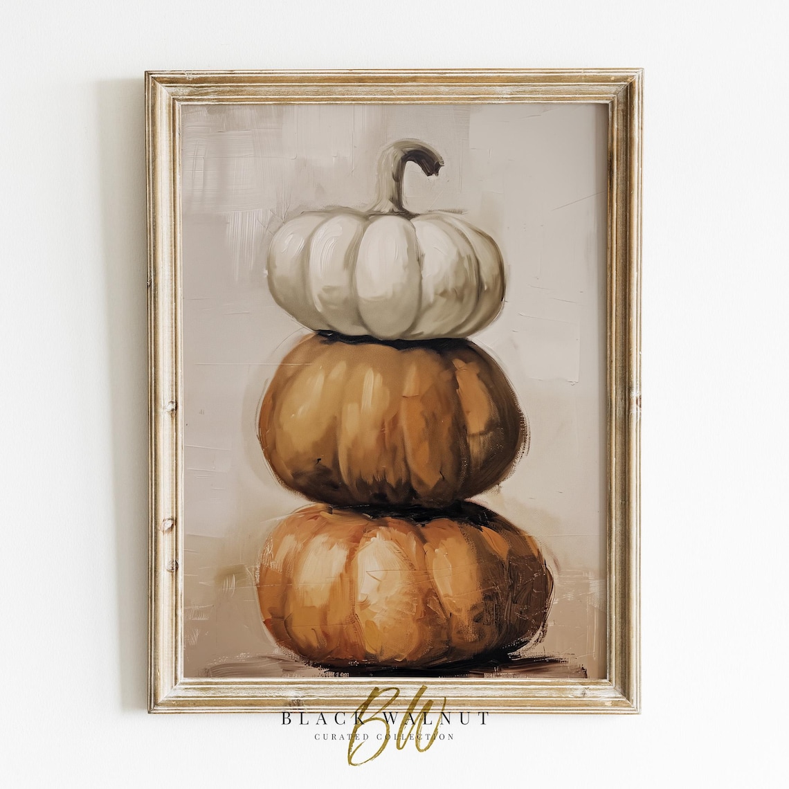 Halloween Pumpkin Art Print, Vintage Rustic Still Life