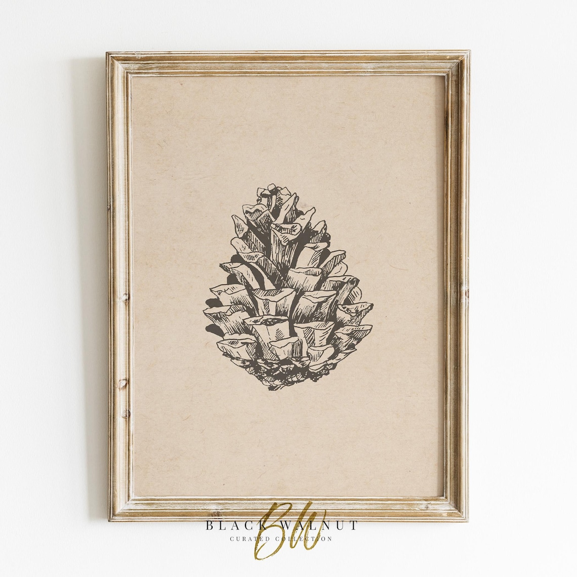Pinecone Art Print, Minimalist Winter Botanical