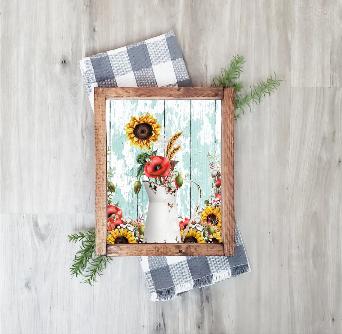 Farmhouse Floral Sunflower Bouquet Wall Art 5x7 8x10 11x14 16x20 Poppies Sign Country Flowers Diy Decor Farmhouse Diy Decor - Image 2
