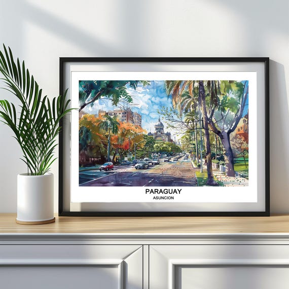 Asuncion Paraguay Watercolor Print Travel Poster Art