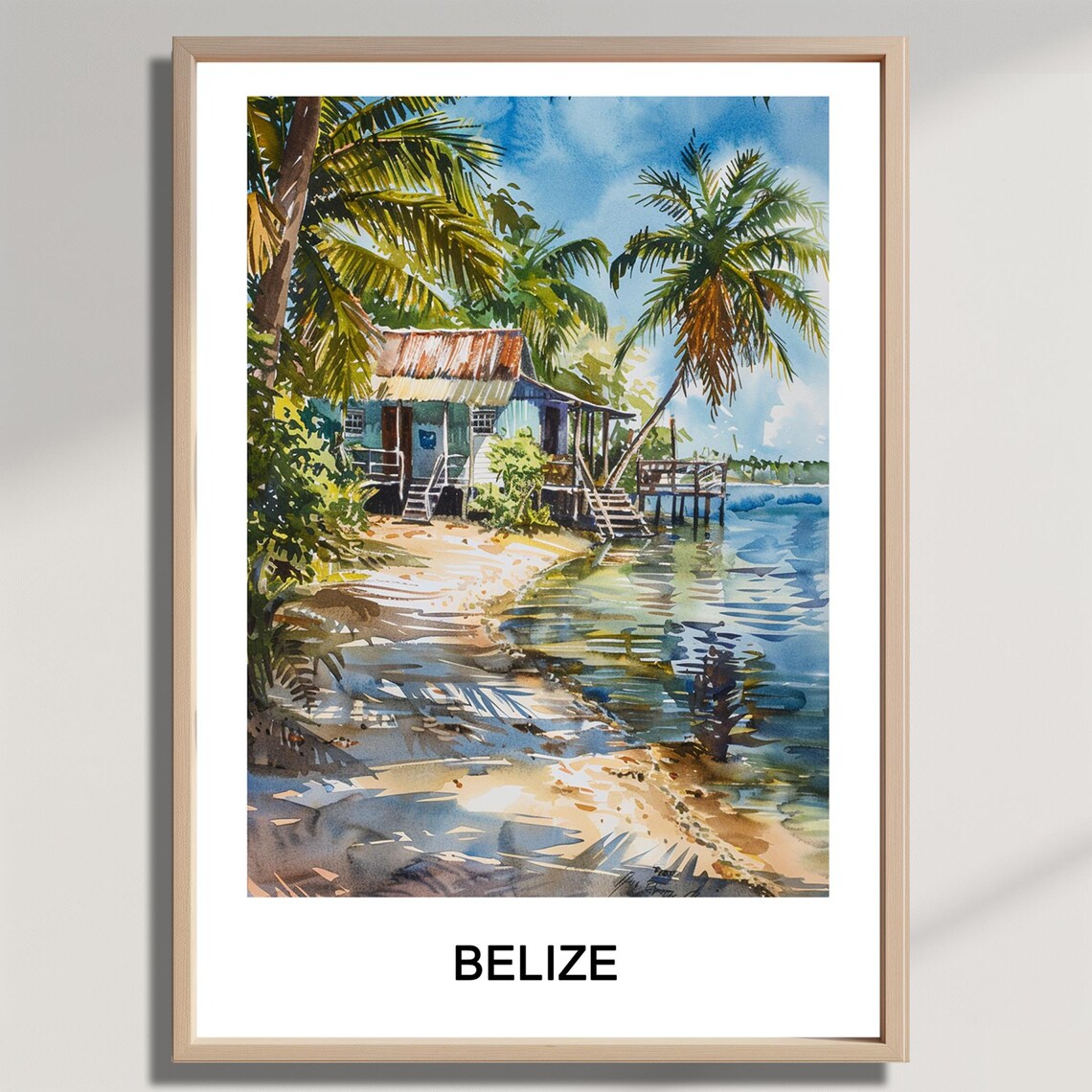 Belize Watercolor Print Central America Travel Art