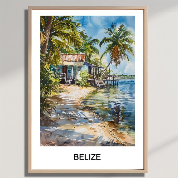 Belize Watercolor Print Central America Travel Art