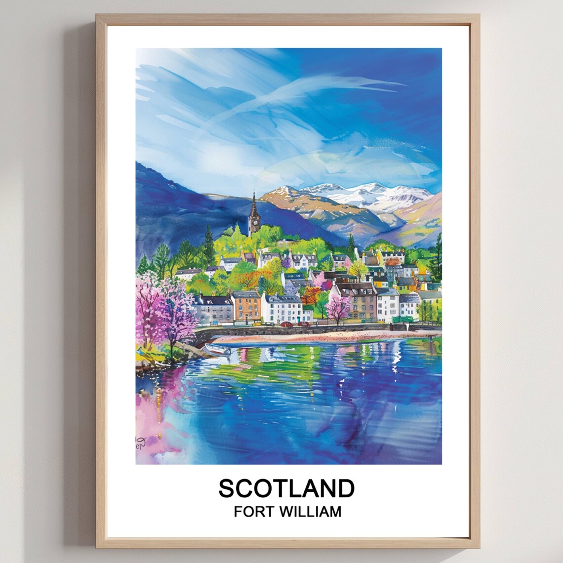 Fort William Scotland Watercolor Travel Scenic Highlands Print
