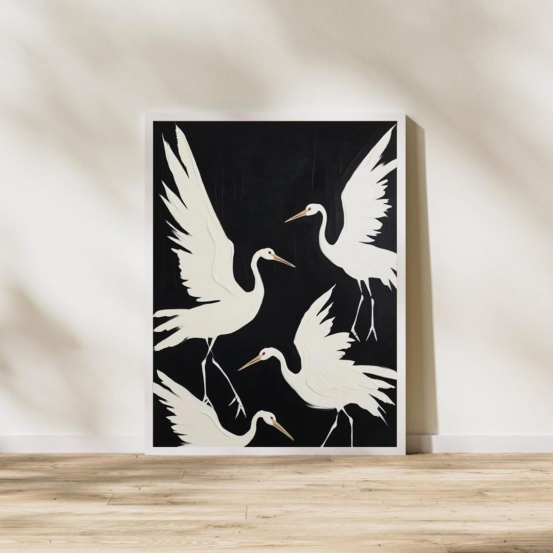 Wabi Sabi Crane, Minimalist Japandi Decor