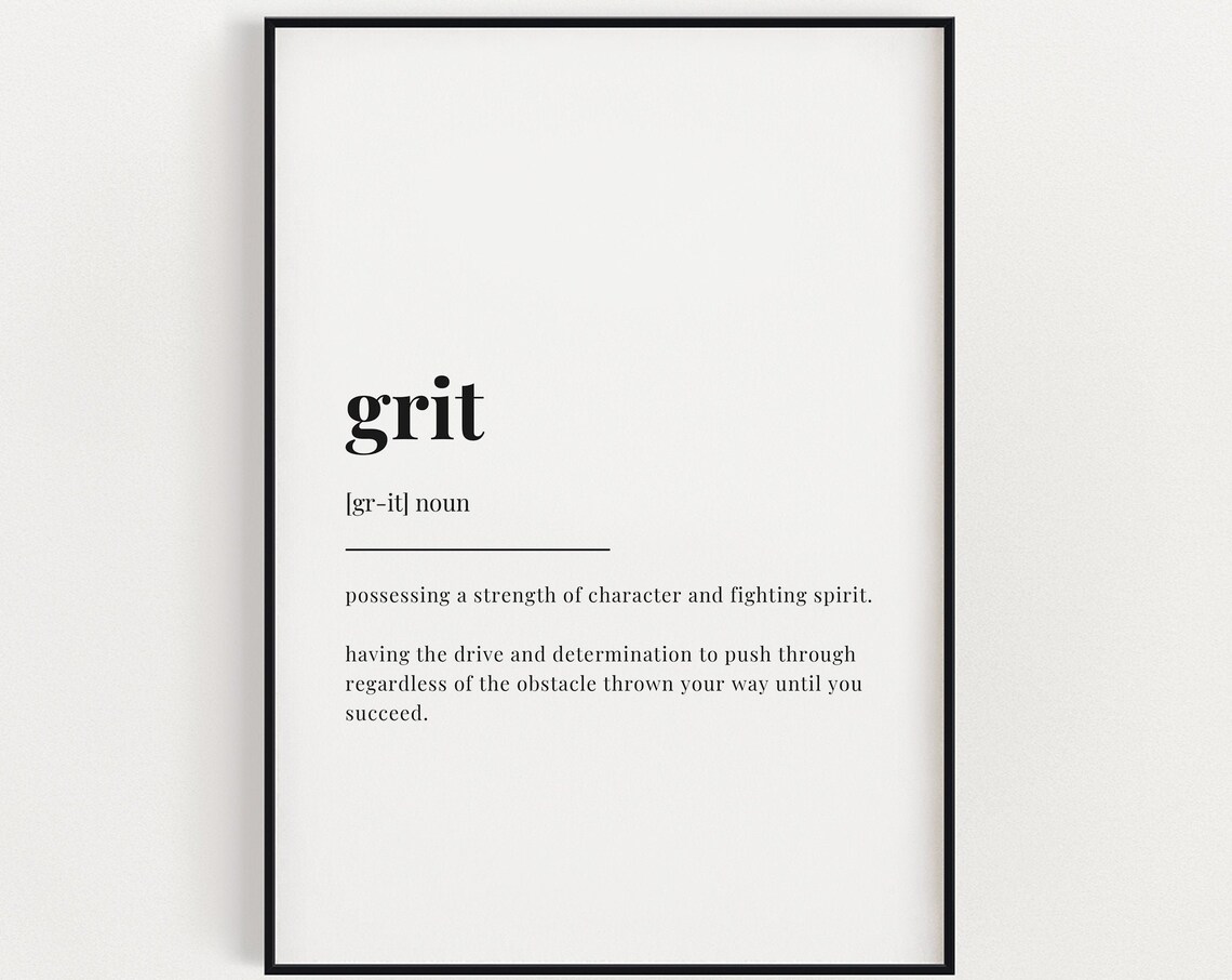 Grit Definition Quote Art Print, Office Wall Decor