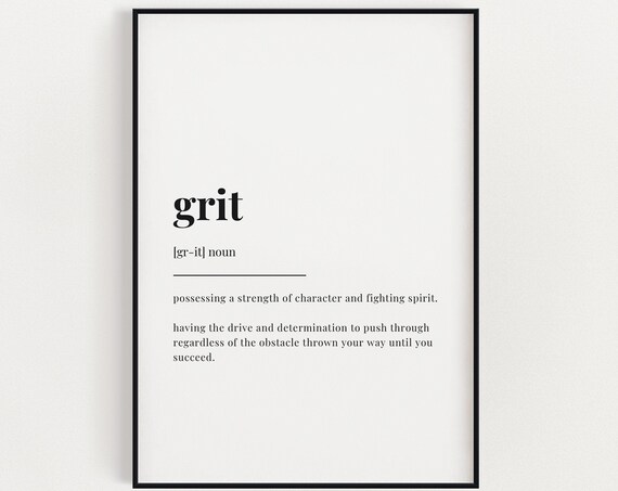 Grit Definition Quote Art Print, Office Wall Decor