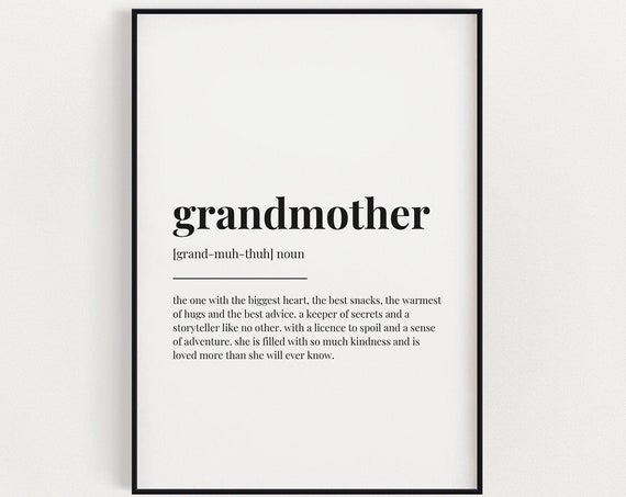 Grandmother Definition Quote, Typography Print