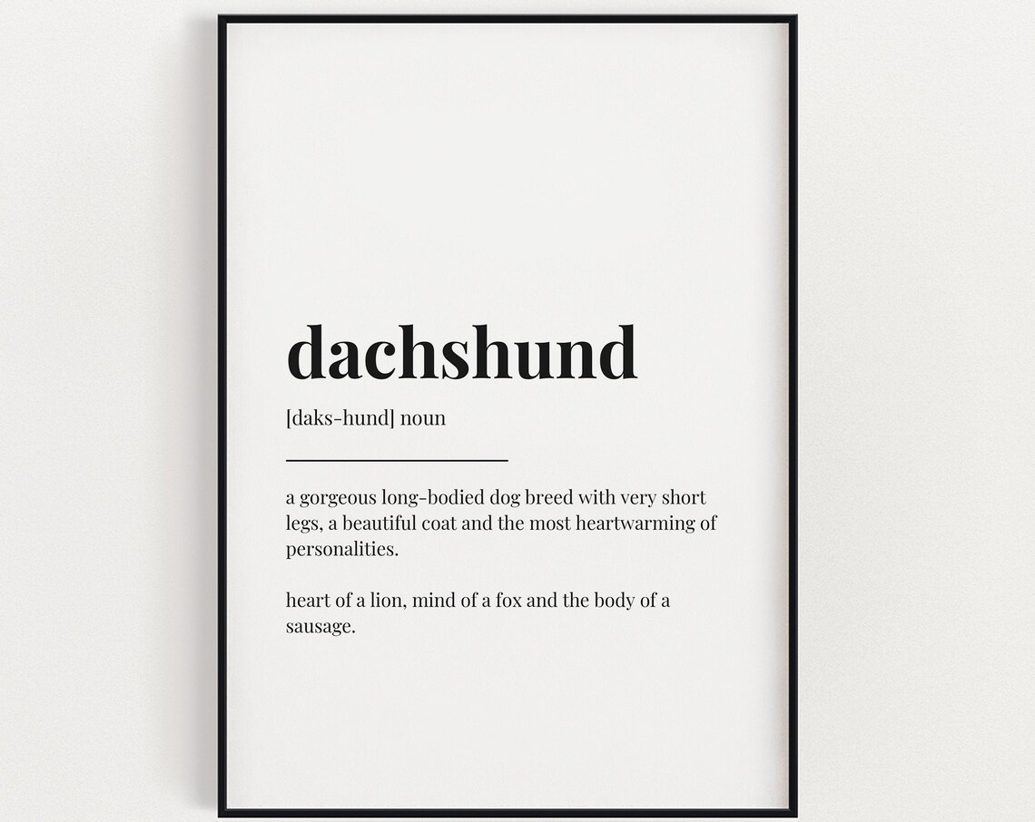 Dachshund Definition Print, Dog Wall Decor