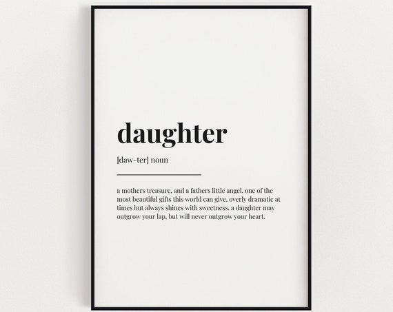 Daughter Definition Quote, Wall Art Print
