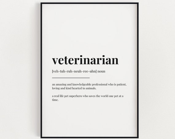 Veterinarian Definition Typography Art Print, Office Decor