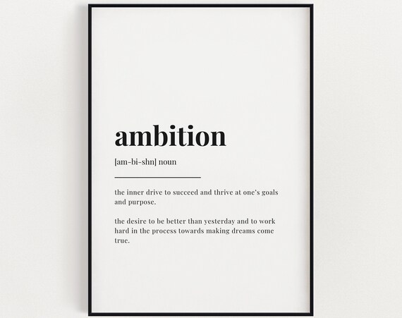 Ambition Definition Typography Art Print, Home Decor