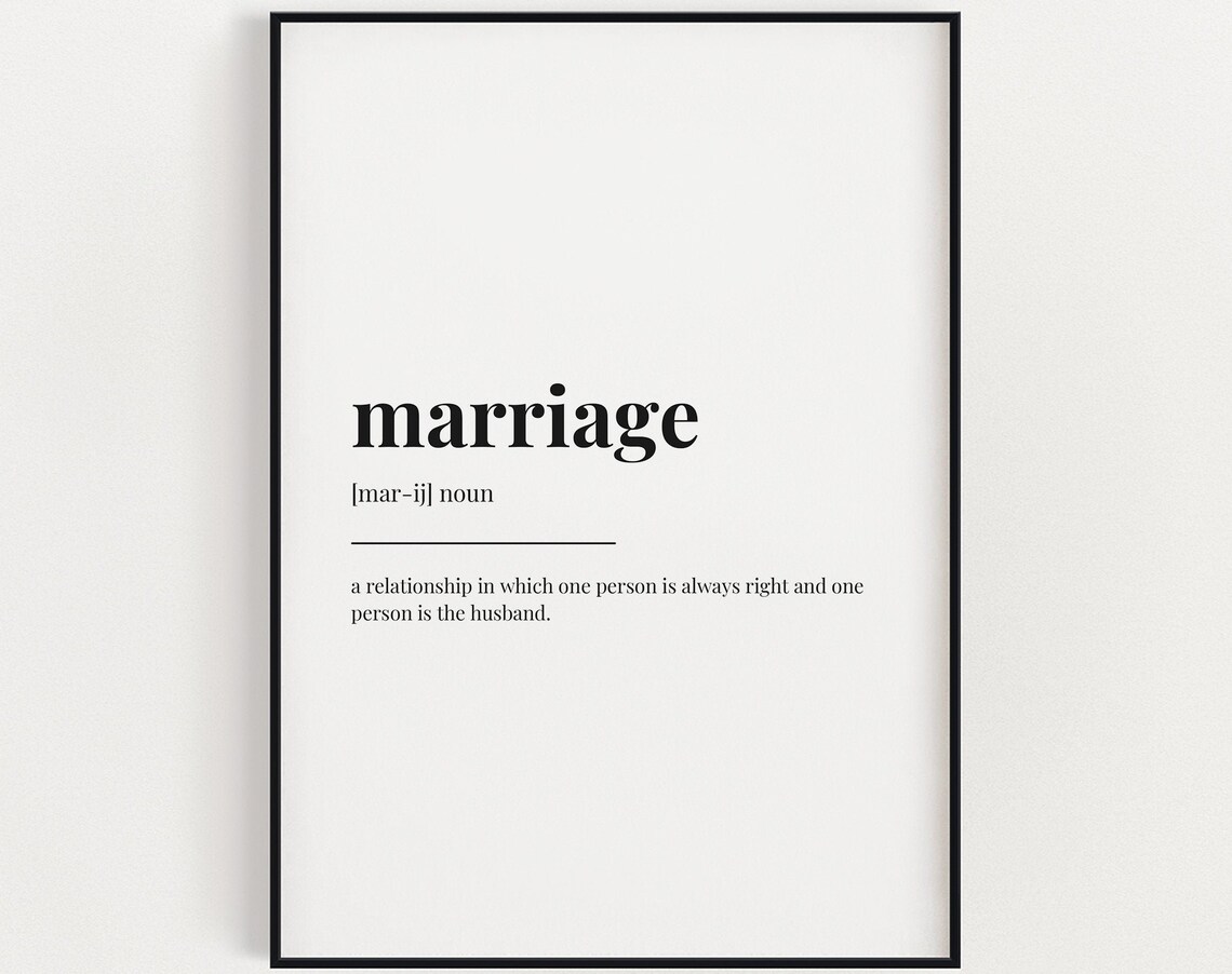 Marriage Definition Quote Art Print, Couple Gift