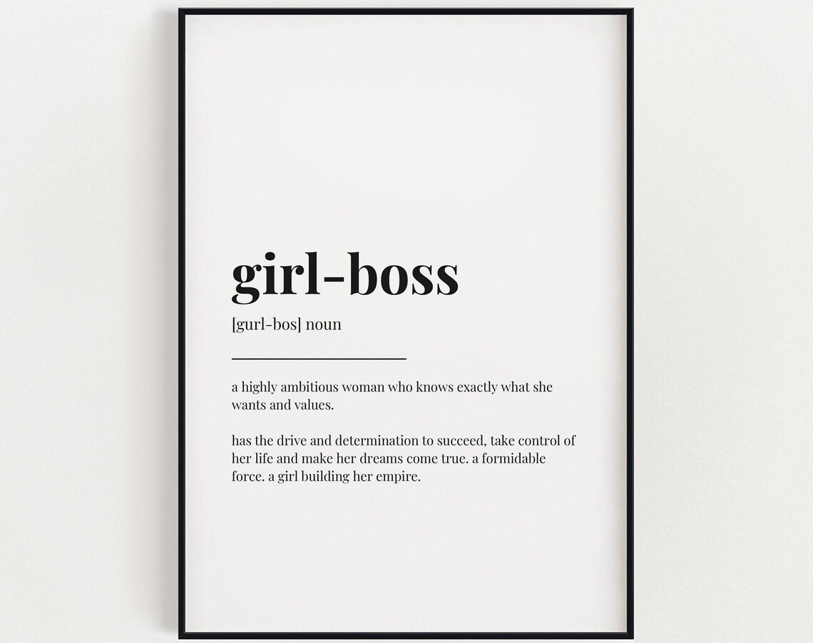 Girl Boss Definition Quote, Typography Poster Print