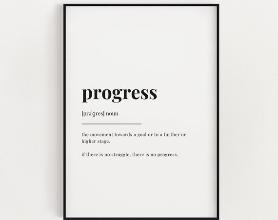 Progress Definition, Typography Wall Art