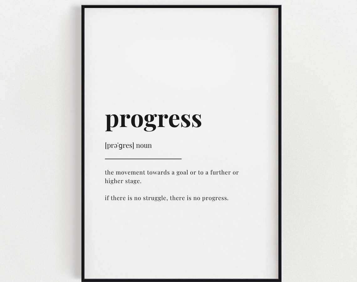 Progress Definition, Typography Wall Art