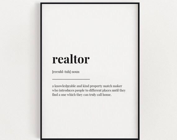 Realtor Definition Art Print, Funny Typography