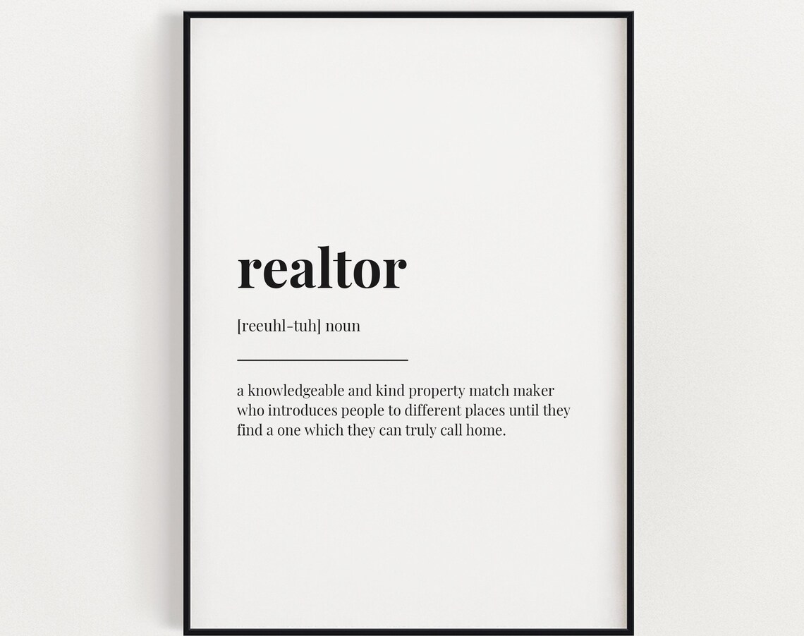 Realtor Definition Art Print, Funny Typography