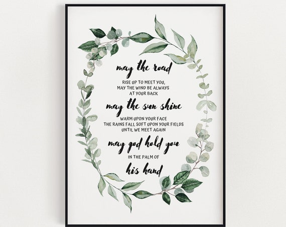 Irish Blessing Quote Art Print, Travel Gift