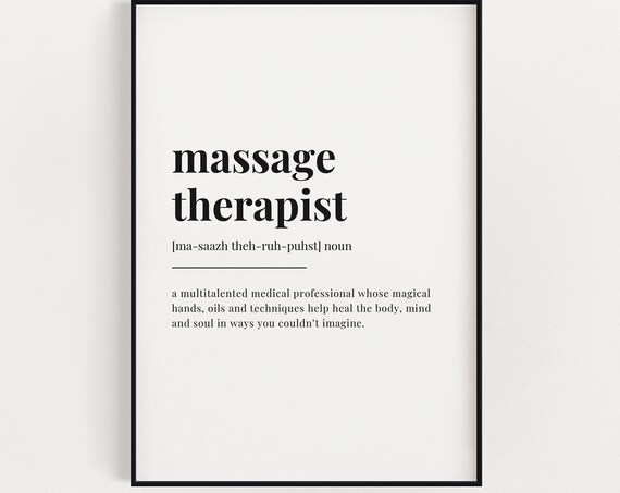 Massage Therapist Definition Monochrome Typography Gift Poster